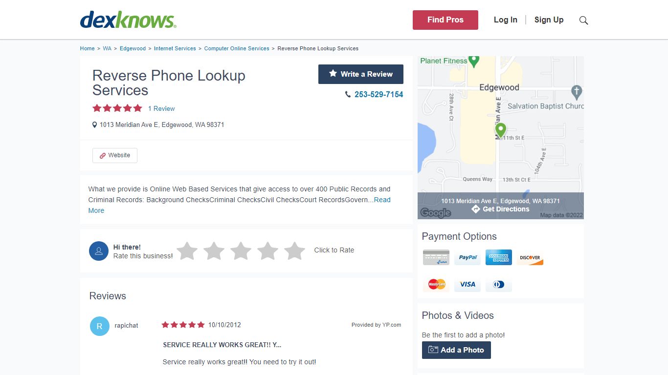 Reverse Phone Lookup Services | Edgewood, WA 98371 | DexKnows.com